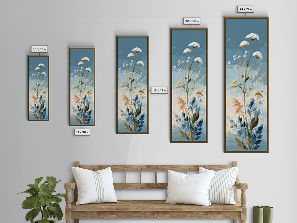 Coastal Botanical Bouquet Canvas Print, Coastal Art, Watercolor Painting, Coastal Decor, Oil Painting, Coastal, COA-1x3-33