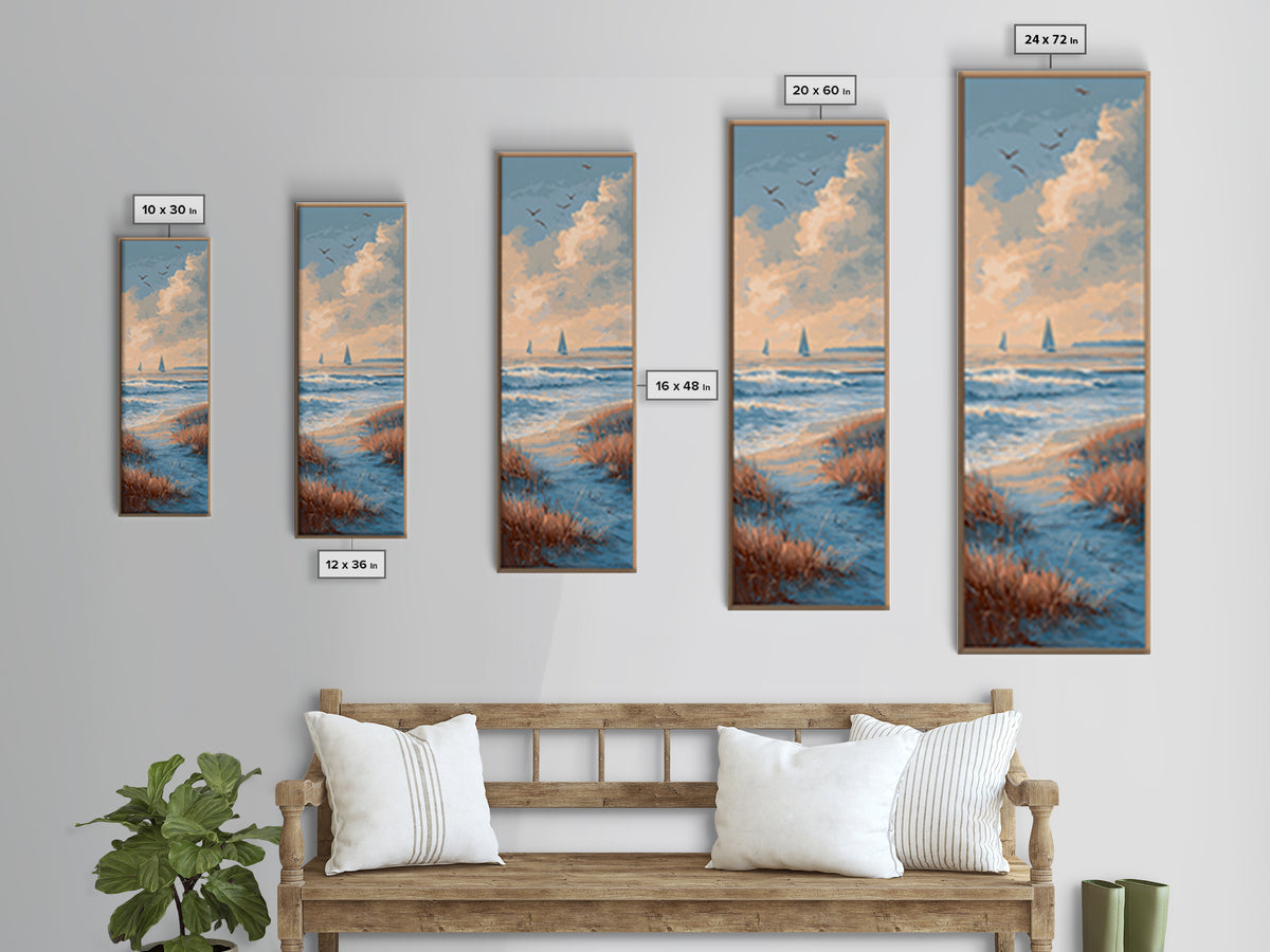 Sunset over Marshland with Warm Gold Canvas Print, Coastal Art, Ocean Art, Coastal Decor, Fine Art, Coastal, Art Print, COA-1x3-49