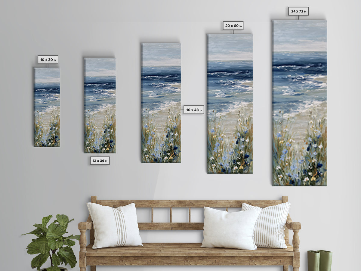 Coastal Botanical Bouquet Canvas Print, Coastal Art, Fine Art Print, Coastal Decor, Fine Art, Coastal, Wall Decor, Prints, COA-1x3-57