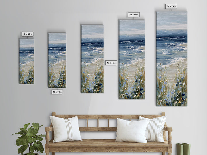 Coastal Botanical Bouquet Canvas Print, Coastal Art, Fine Art Print, Coastal Decor, Fine Art, Coastal, Wall Decor, Prints, COA-1x3-57