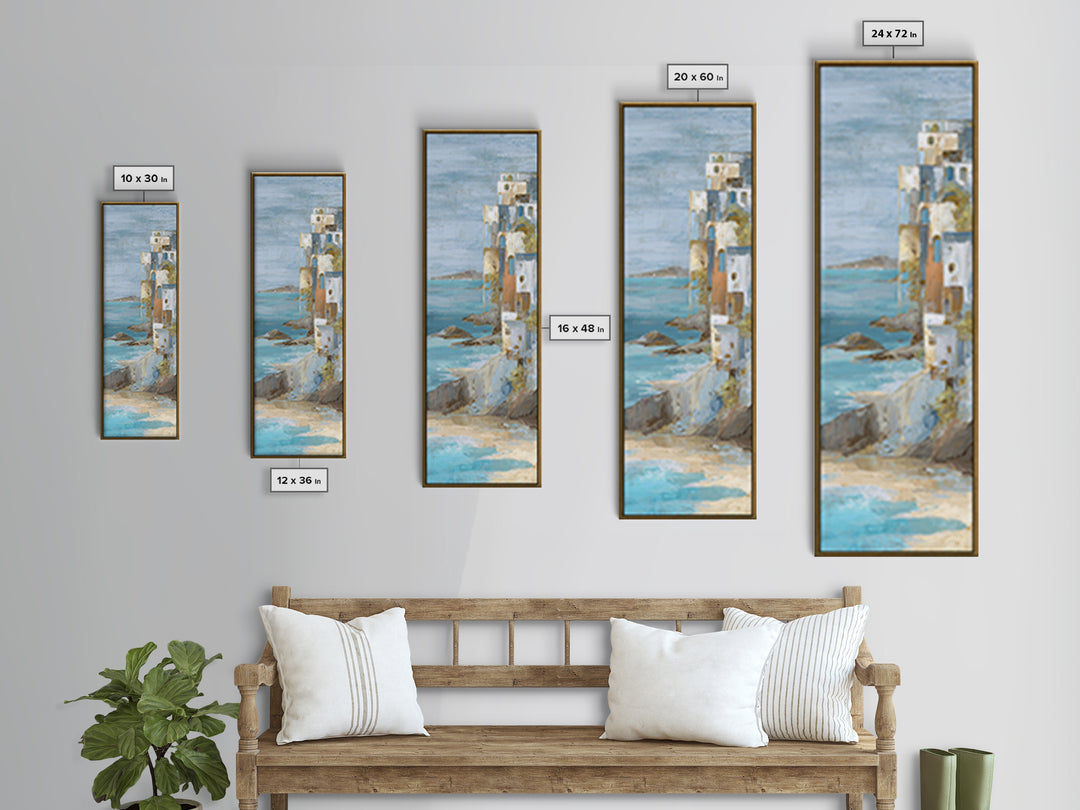 Mediterranean Cove with Cliff Shadows Canvas Print, Coastal Art, Art Print, Coastal Decor, Fine Art, Coastal, Wood Wall Art, COA-1x3-77