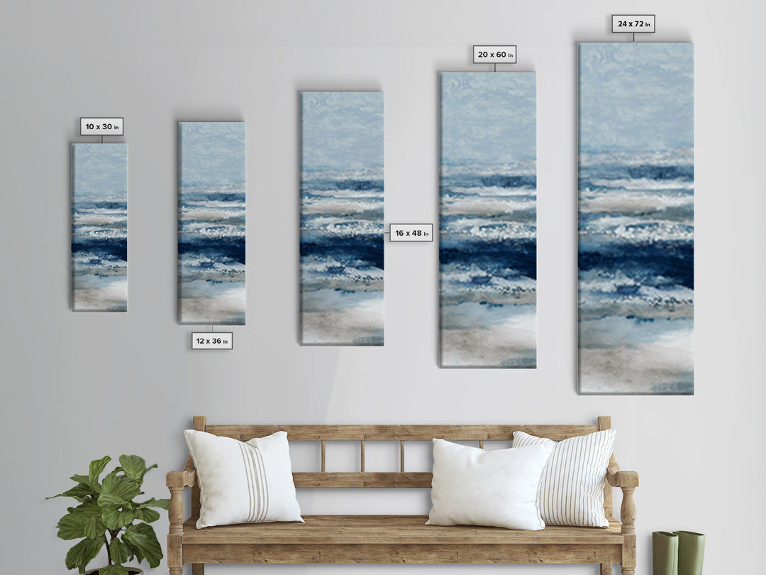 Moonlit Ocean with Silver Surf Canvas Print, Coastal Art, Gallery Decor, Coastal Decor, Fine Art, Coastal, Contemporary Art, COA-1x3-82