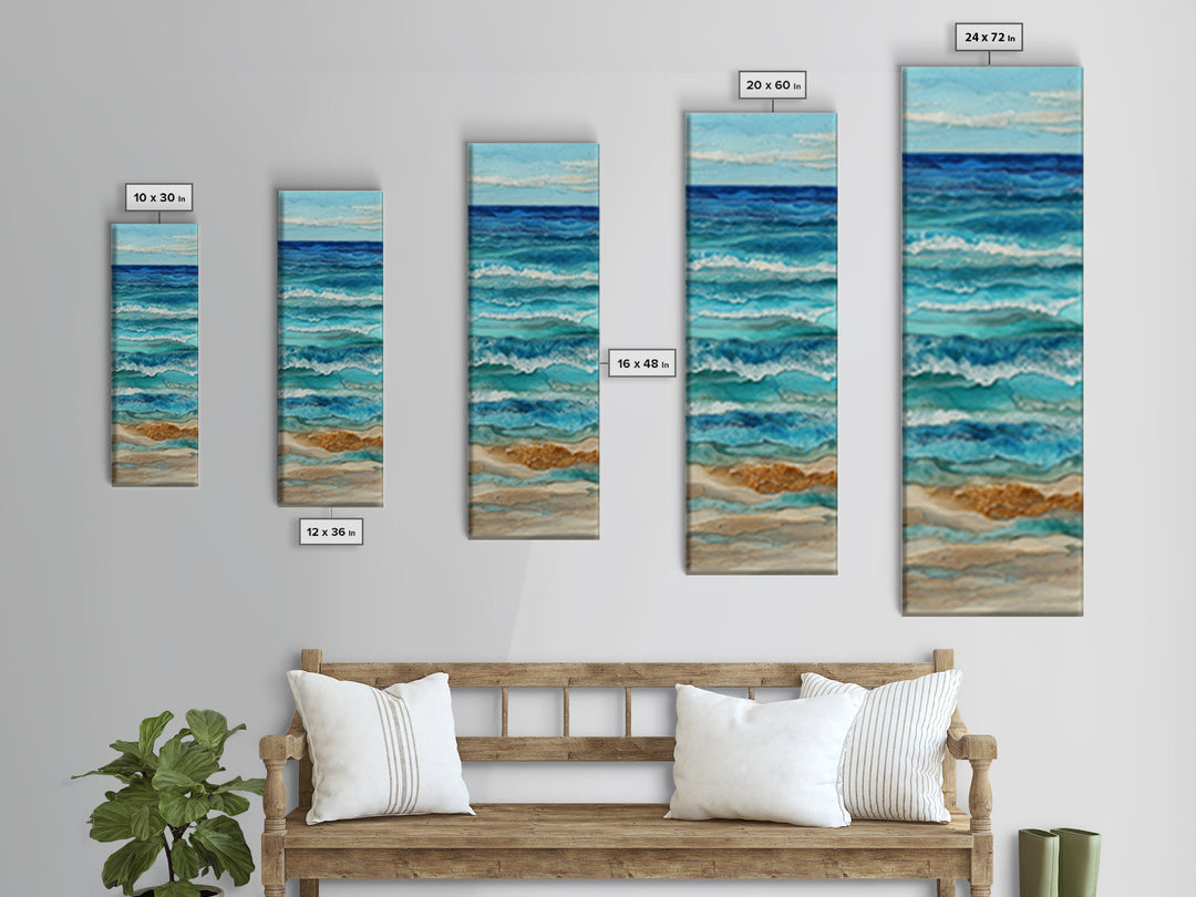 Aerial Sandbar with Turquoise Water Canvas Print, Coastal Art, Landscape Painting, Coastal Decor, Coastal, Modern Decor, COA-1x3-89