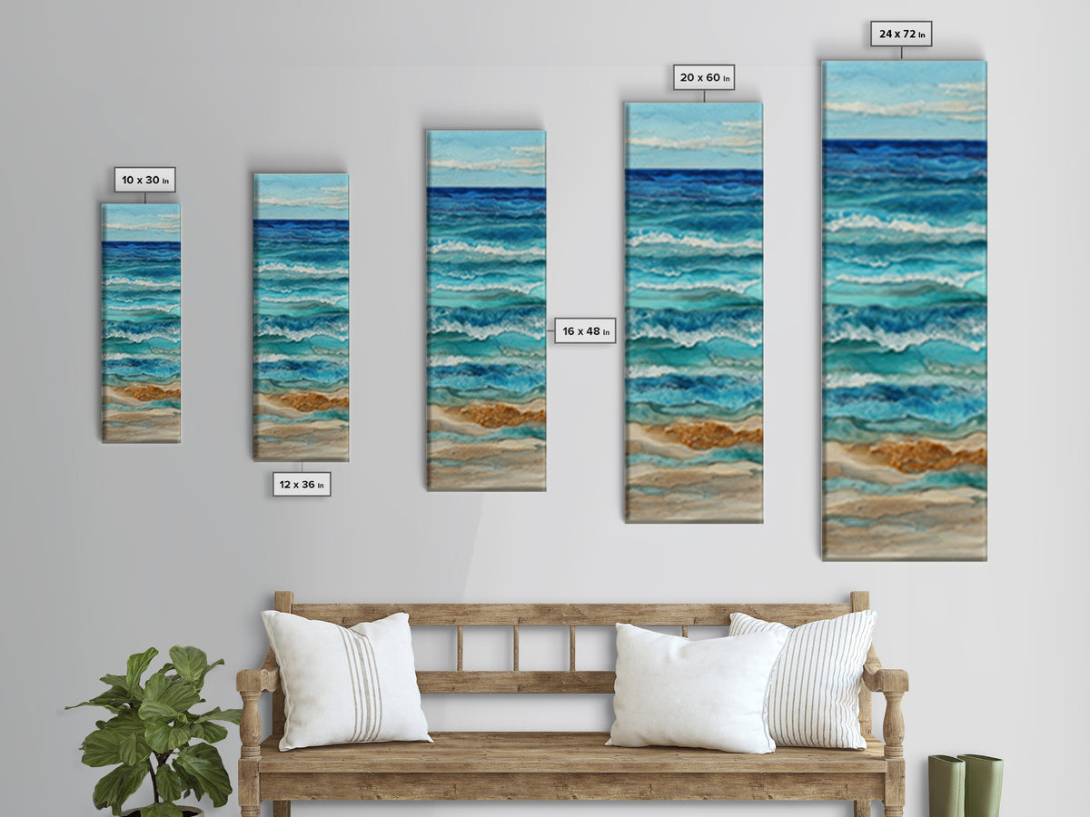 Aerial Sandbar with Turquoise Water Canvas Print, Coastal Art, Landscape Painting, Coastal Decor, Coastal, Modern Decor, COA-1x3-89