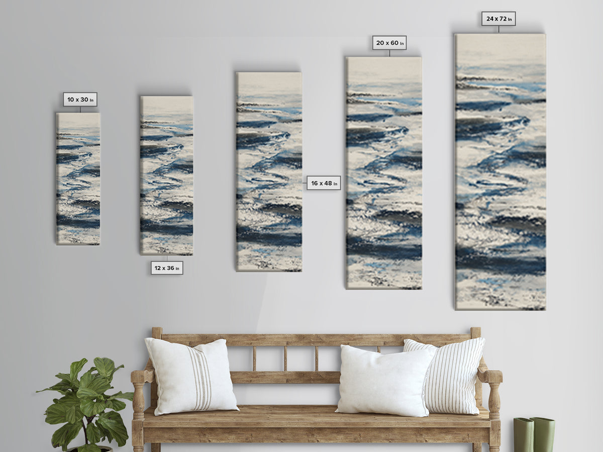 Minimal Wave Line Drawing Framed Canvas Print, Coastal Art, Coastal Decor, Abstract Art, Coastal, Oyster Art, Gallery Decor, COA-1x3-92