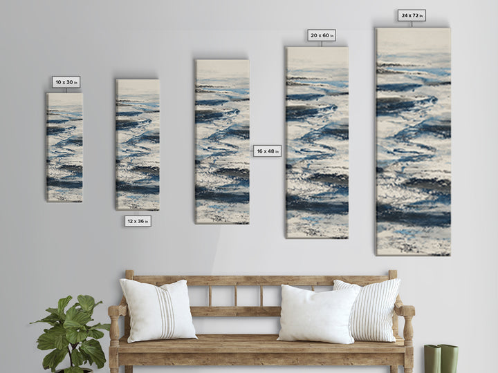 Minimal Wave Line Drawing Framed Canvas Print, Coastal Art, Coastal Decor, Abstract Art, Coastal, Oyster Art, Gallery Decor, COA-1x3-92