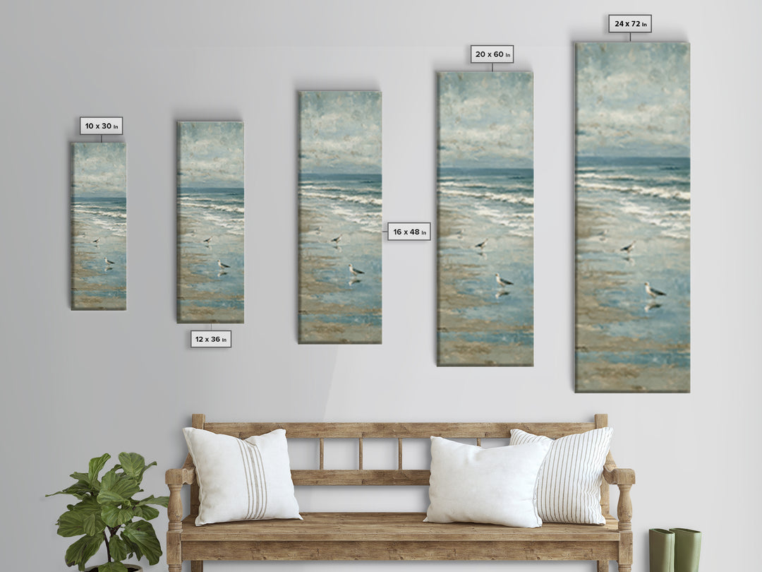 Seagulls Crossing a Muted Sky Canvas Print, Coastal Art, Fine Art Print, Coastal Decor, Fine Art, Coastal, Wall Decor, COA-1x3-94