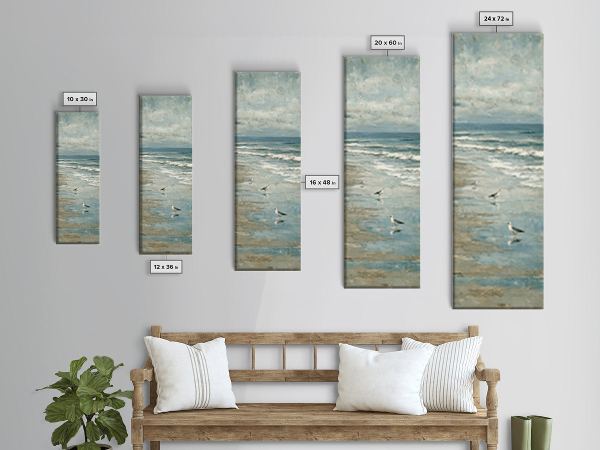 Seagulls Crossing a Muted Sky Canvas Print, Coastal Art, Fine Art Print, Coastal Decor, Fine Art, Coastal, Wall Decor, COA-1x3-94