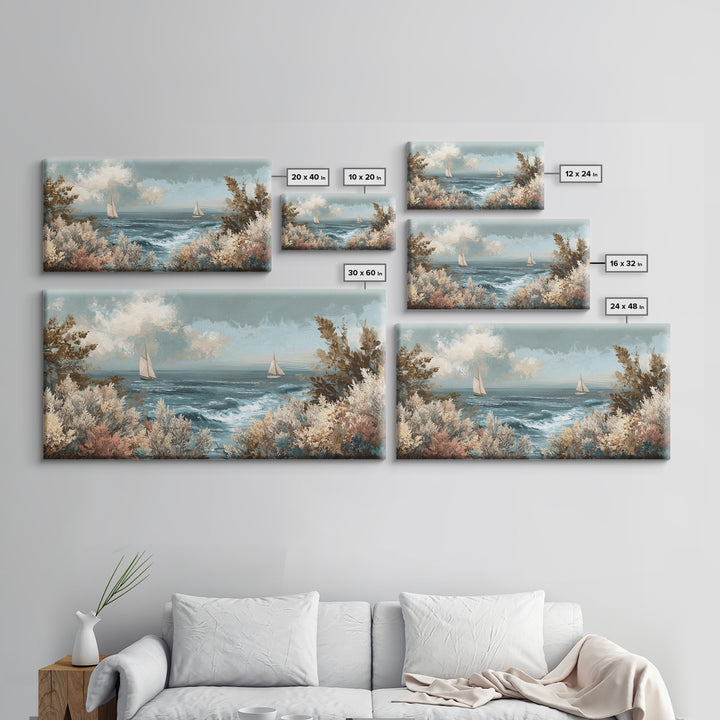 Coastal Botanical Bouquet Canvas Print, Coastal Art, Contemporary Art, Coastal Decor, Fine Art, Coastal, Modern Wall Art, COA-2x1-17