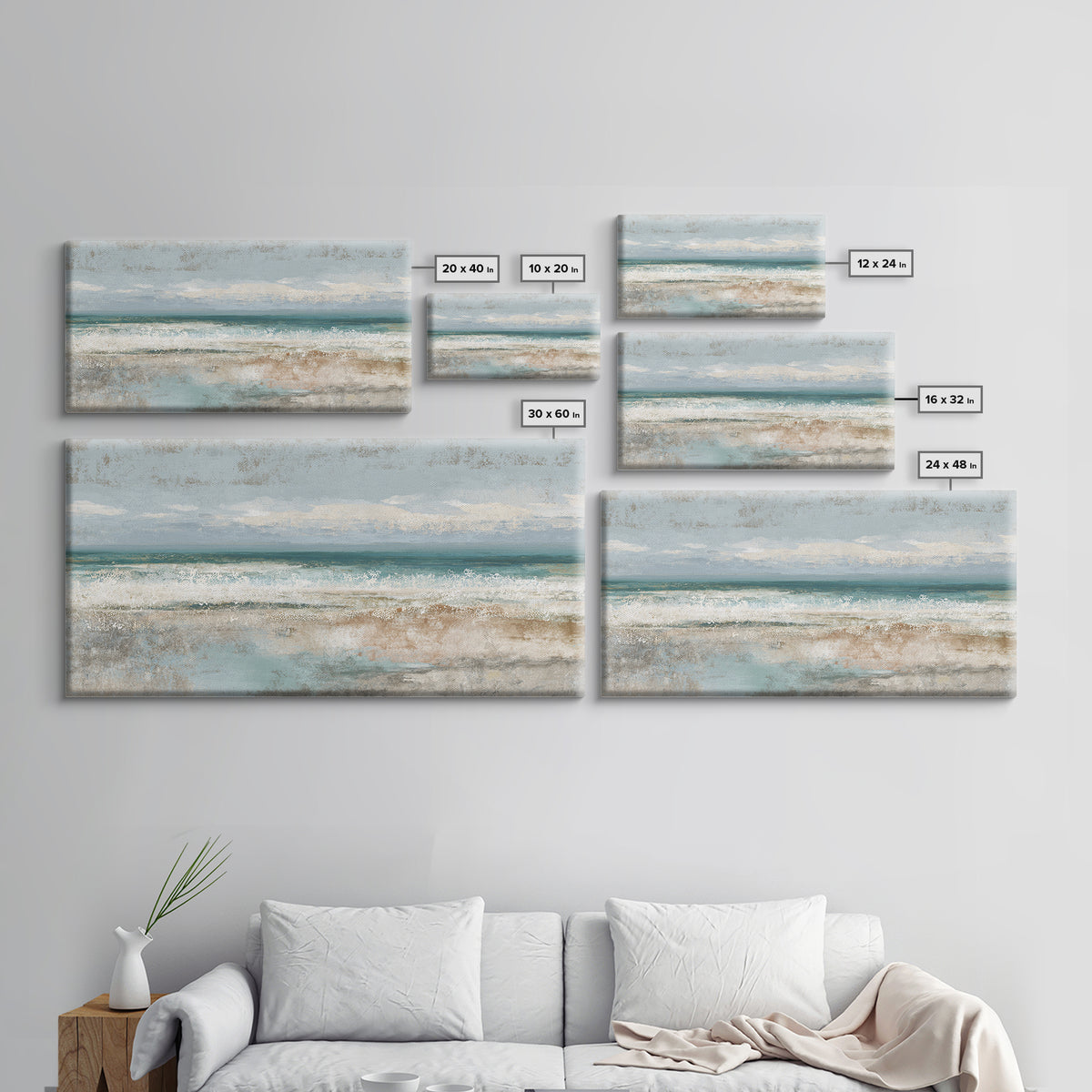 Abstract Seafoam Patterns Framed Canvas Print, Coastal Art, Home Decor, Coastal Decor, Abstract Art, Coastal, Wood Art, COA-2x1-86