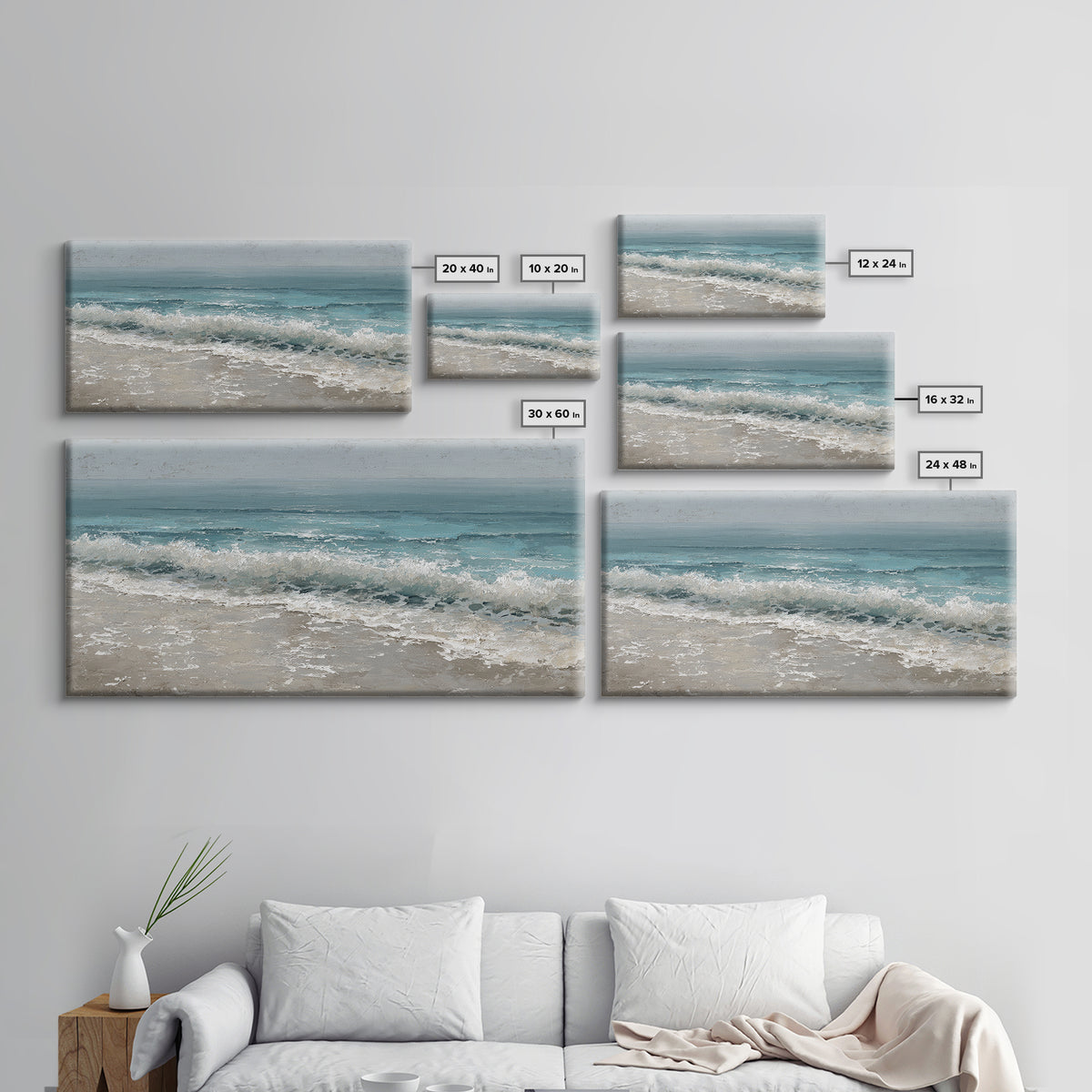 Moonlit Ocean with Silver Surf Framed Canvas Print, Coastal Art, Wall Decor, Coastal Decor, Fine Art, Coastal, Nautical Decor, COA-2x1-90
