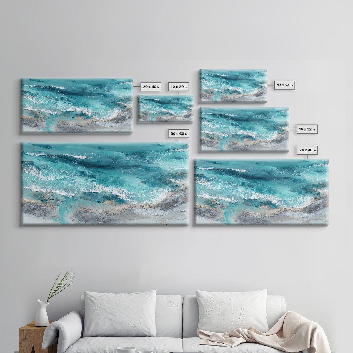 Aerial Sandbar with Turquoise Water Framed Canvas Print, Coastal Art, Bird Art, Coastal Decor, Coastal, Living Room Art, COA-2x1-97