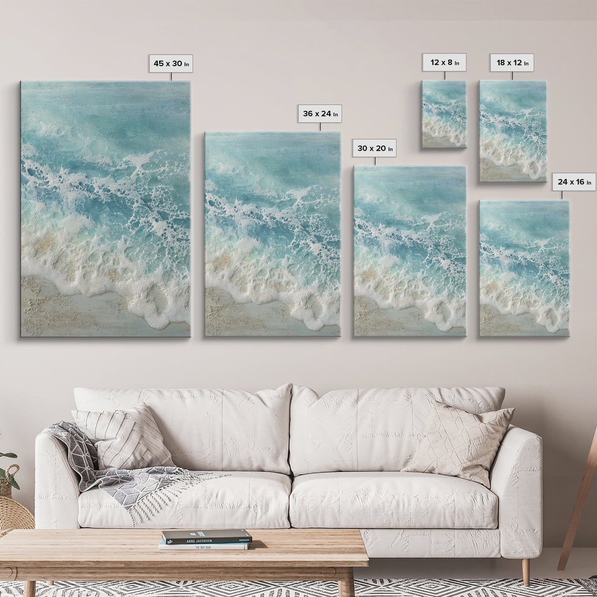 Abstract Seafoam Patterns Framed Canvas Print, Coastal Art, Boho Decor, Coastal Decor, Fine Art, Coastal, Printable Wall Art, COA-2x3-26