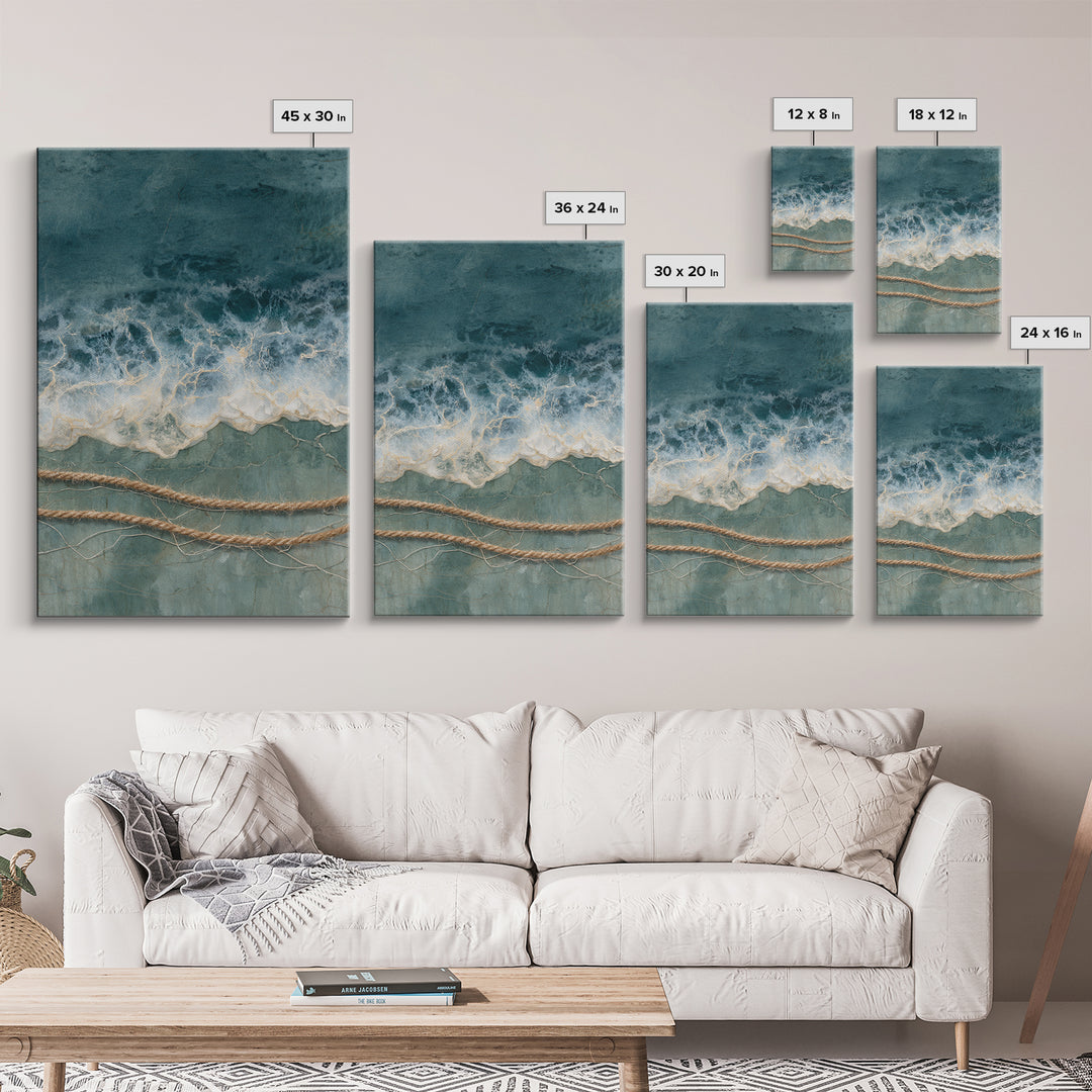 Storm Cloud over Deep Green Water Framed Canvas Print, Coastal Art, Statement Artwork, Coastal Decor, Fine Art, Coastal, COA-2x3-4