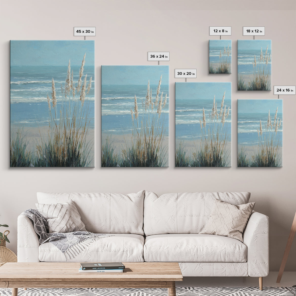 Coastal Grasses Moving Framed Canvas Print, Coastal Art, Wall Art, Coastal Decor, Fine Art, Coastal, Bird Art, Wood Art, COA-2x3-60