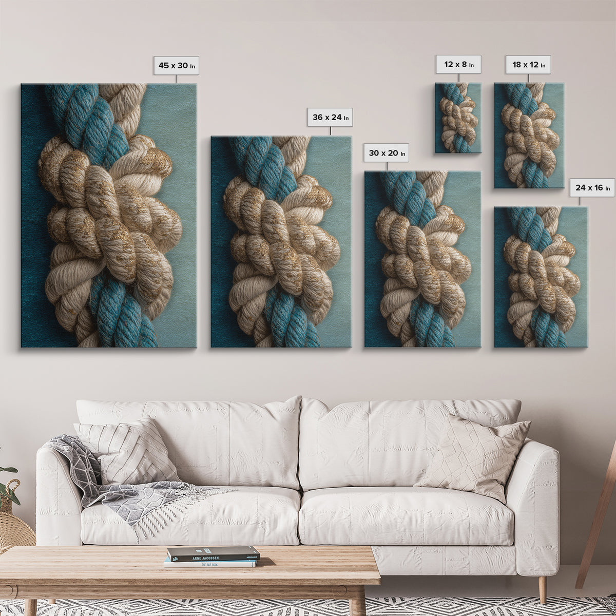 Weathered Nautical Rope and Brass Compass Canvas Print, Coastal Art, Original Art, Coastal Decor, Coastal, Blue Wall Art, COA-2x3-71