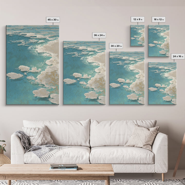 Abstract Seafoam Patterns Framed Canvas Print, Coastal Art, Prints, Coastal Decor, Abstract Art, Coastal, Coastal Wall Art, COA-2x3-74