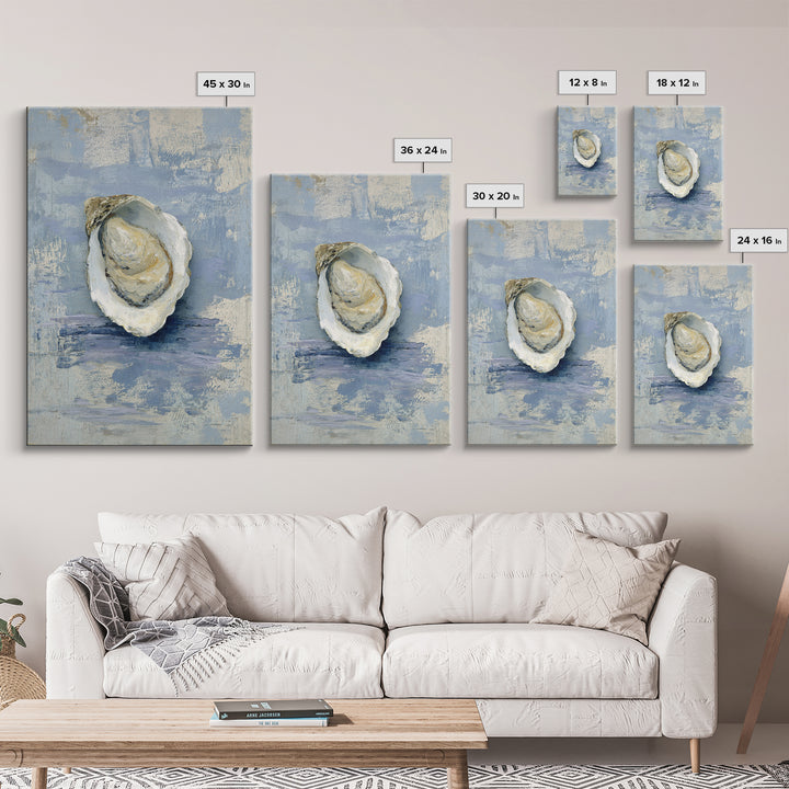 Oyster Shell Study Framed Canvas Print, Coastal Art, Nautical Decor, Coastal Decor, Abstract Art, Coastal, Beach Art, COA-2x3-83