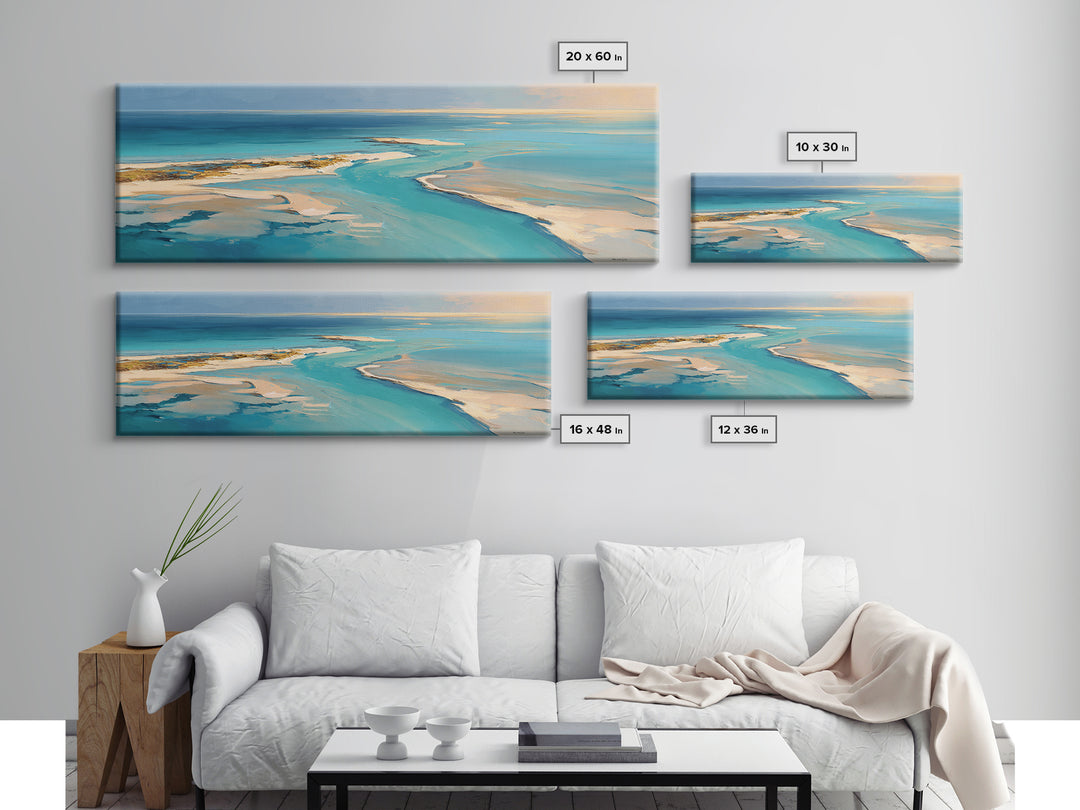 Aerial Sandbar with Turquoise Water Canvas Print, Coastal Art, Blue Wall Art, Coastal Decor, Fine Art, Coastal, Gallery Decor, COA-3x1-21
