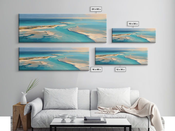 Aerial Sandbar with Turquoise Water Canvas Print, Coastal Art, Blue Wall Art, Coastal Decor, Fine Art, Coastal, Gallery Decor, COA-3x1-21