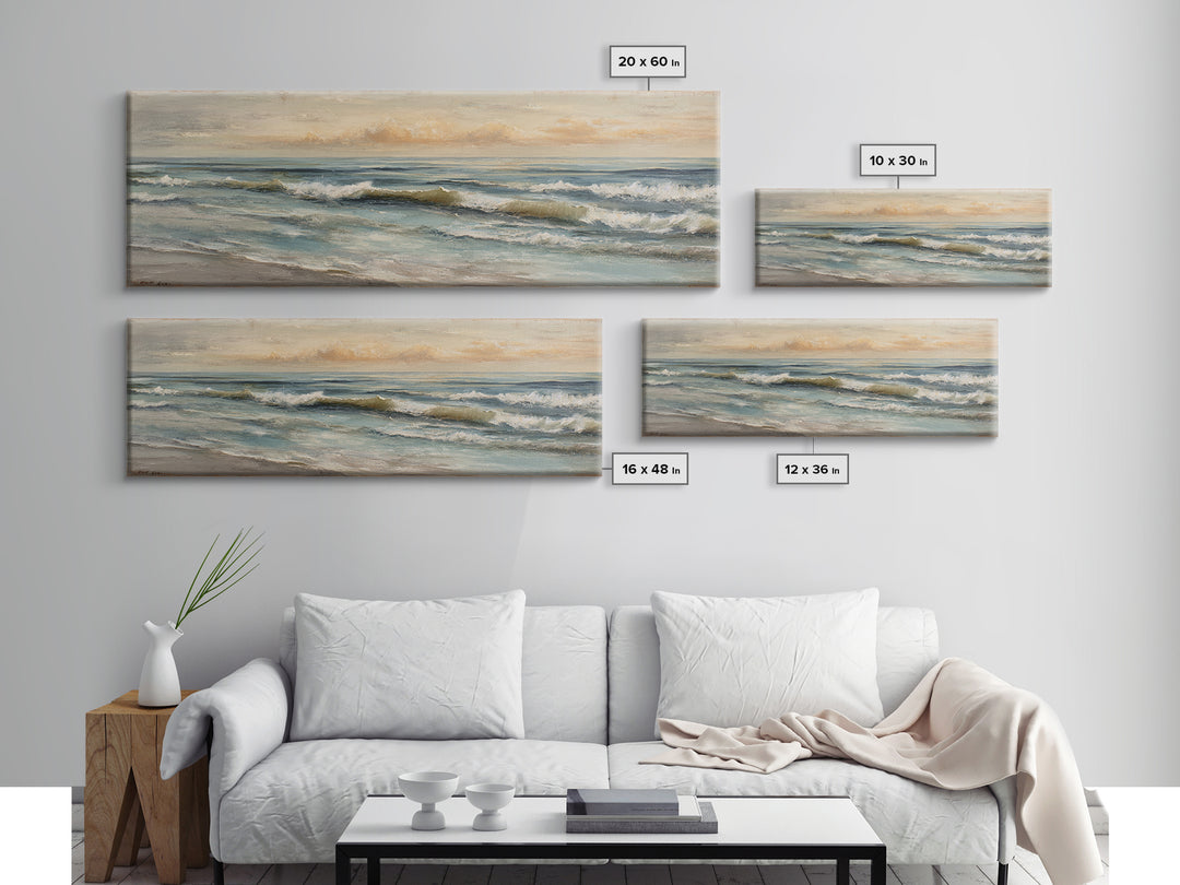 Sunset over Marshland with Warm Gold Framed Canvas Print, Coastal Art, Landscape Painting, Coastal Decor, Fine Art, Coastal, COA-3x1-53
