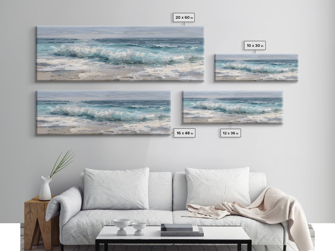 Moonlit Ocean with Silver Surf Canvas Print, Coastal Art, Gallery Decor, Coastal Decor, Fine Art, Coastal, Contemporary Art, COA-3x1-62