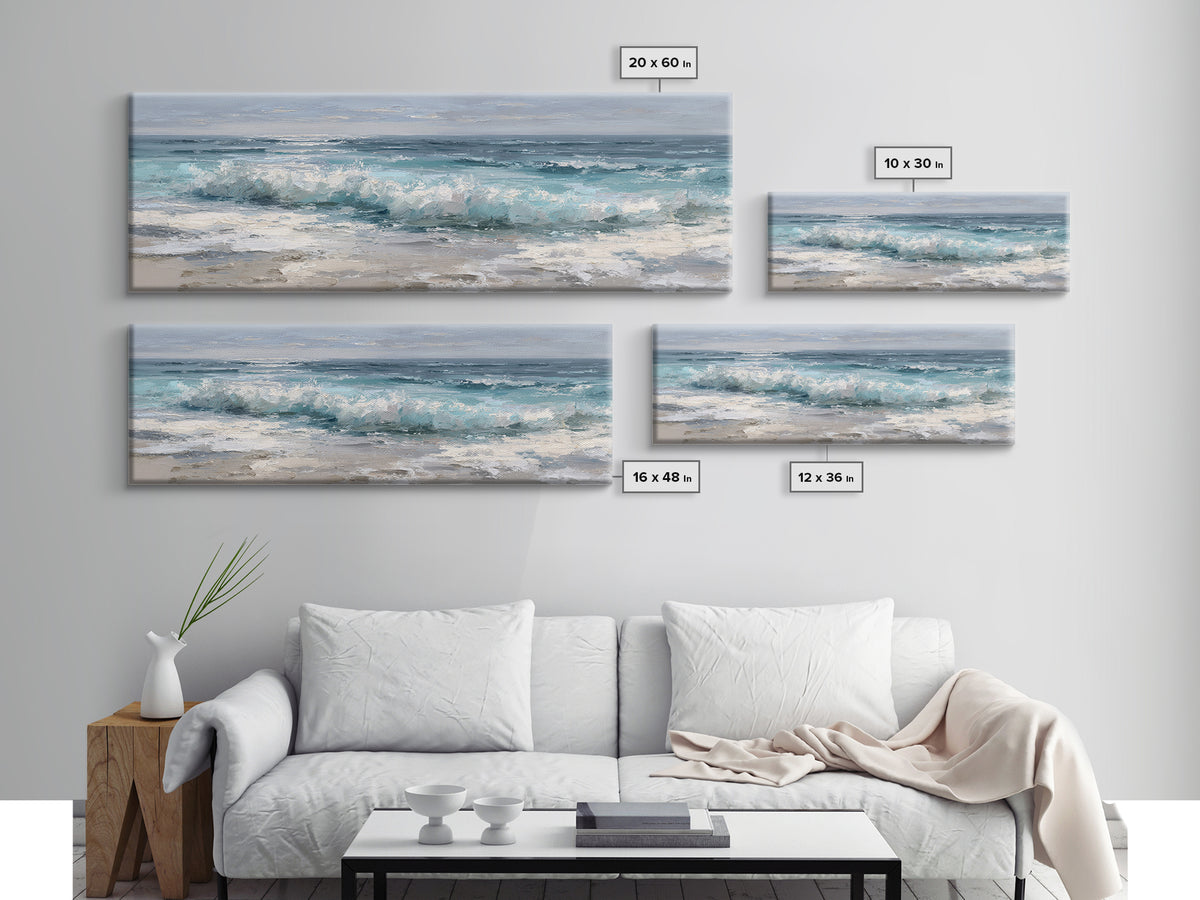 Moonlit Ocean with Silver Surf Canvas Print, Coastal Art, Gallery Decor, Coastal Decor, Fine Art, Coastal, Contemporary Art, COA-3x1-62