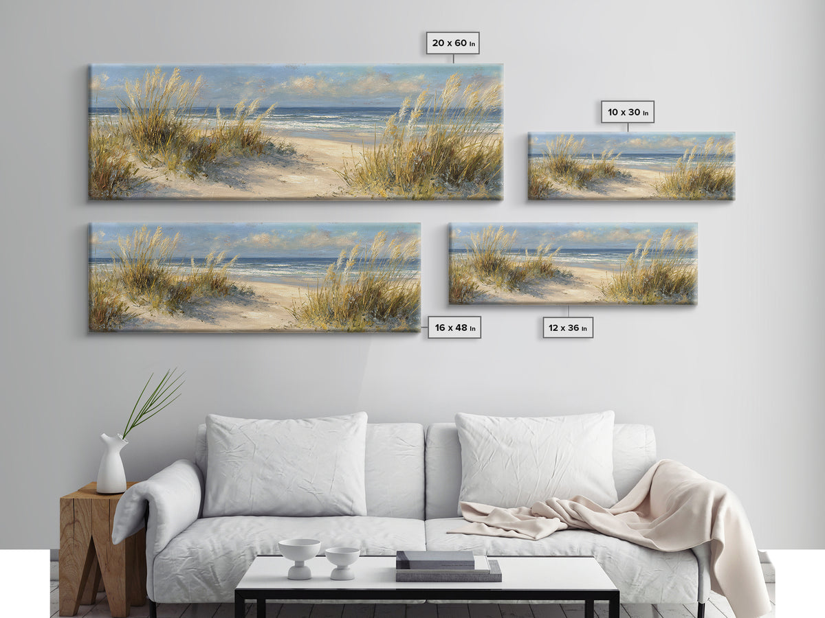 Coastal Grasses Moving Framed Canvas Print, Coastal Art, Coastal Decor, Watercolor Art, Coastal, Modern Wall Art, COA-3x1-68