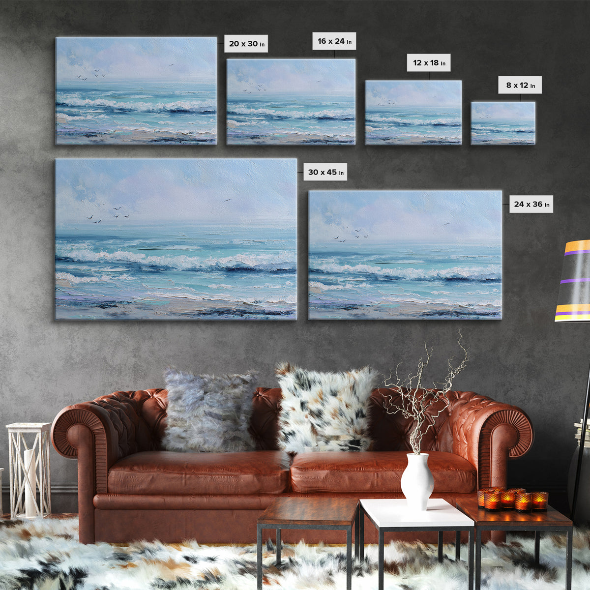 Soft Blue Ocean Horizon Canvas Print, Coastal Art, Living Room Art, Coastal Decor, Fine Art, Coastal, Luxury Decor, Art Print, COA-3x2-29