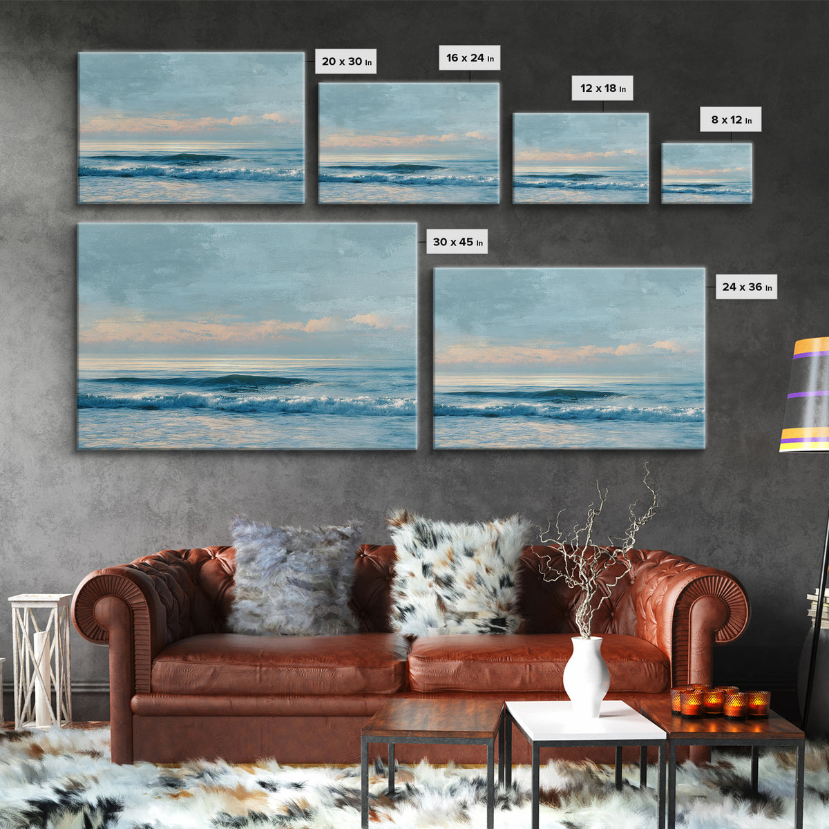 Soft Blue Ocean Horizon Canvas Print, Coastal Art, Living Room Art, Coastal Decor, Fine Art, Coastal, Luxury Decor, Art Print, COA-3x2-53