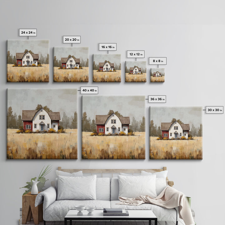 White Farmhouse Surrounded by Tall Grass Canvas Print, Country Art, Farmhouse Wall Decor, Farmhouse Decor, Fine Art, Country, COU-1x1-10