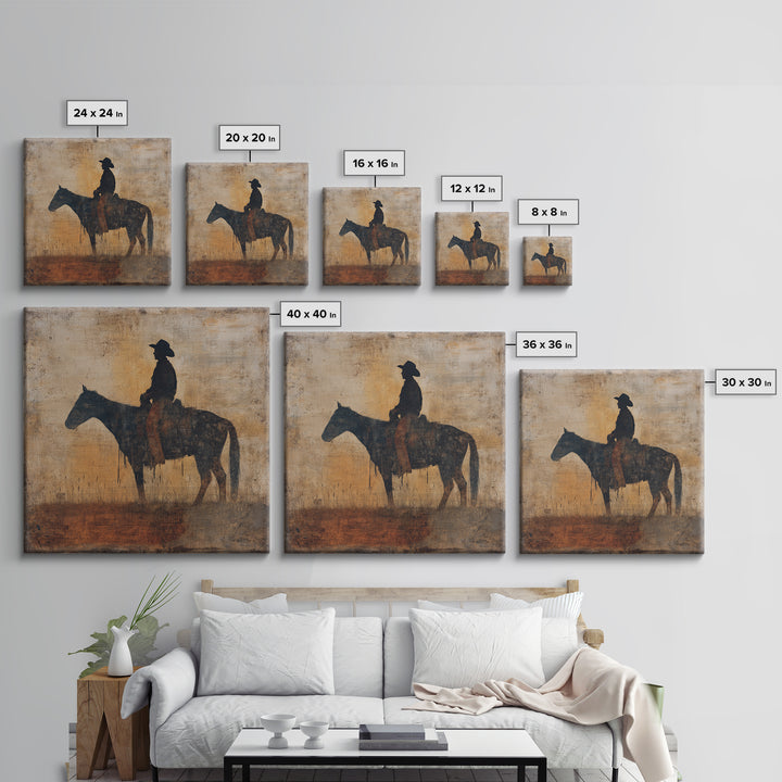 Horse and Rider Silhouette at Dusk Canvas Print, Country Art, French Country Decor, Farmhouse Decor, Fine Art, Country, COU-1x1-17
