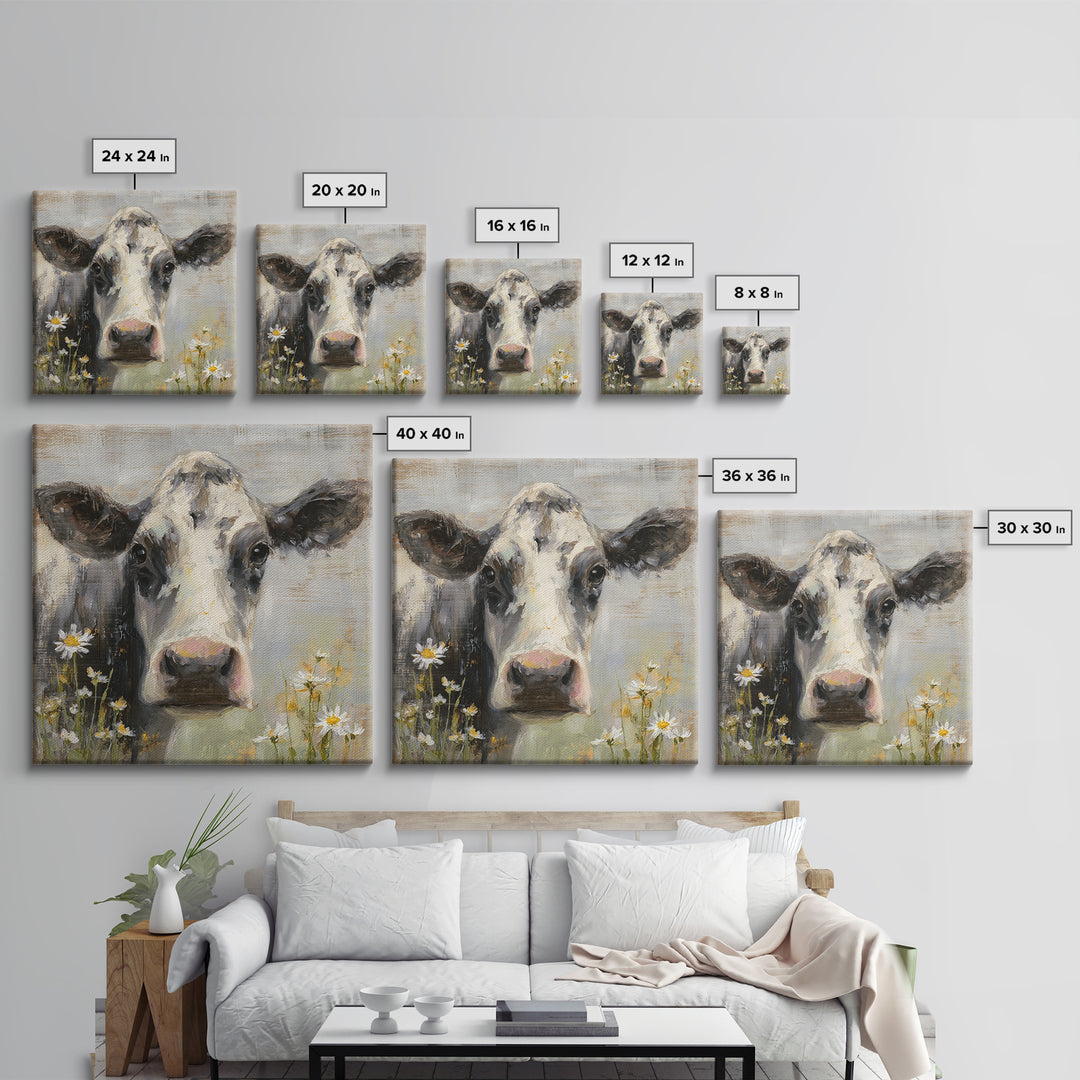 Cow Portrait with Gentle Farmhouse Personality Canvas Print, Country Art, Home Decor, Farmhouse Decor, Fine Art, Country, COU-1x1-4
