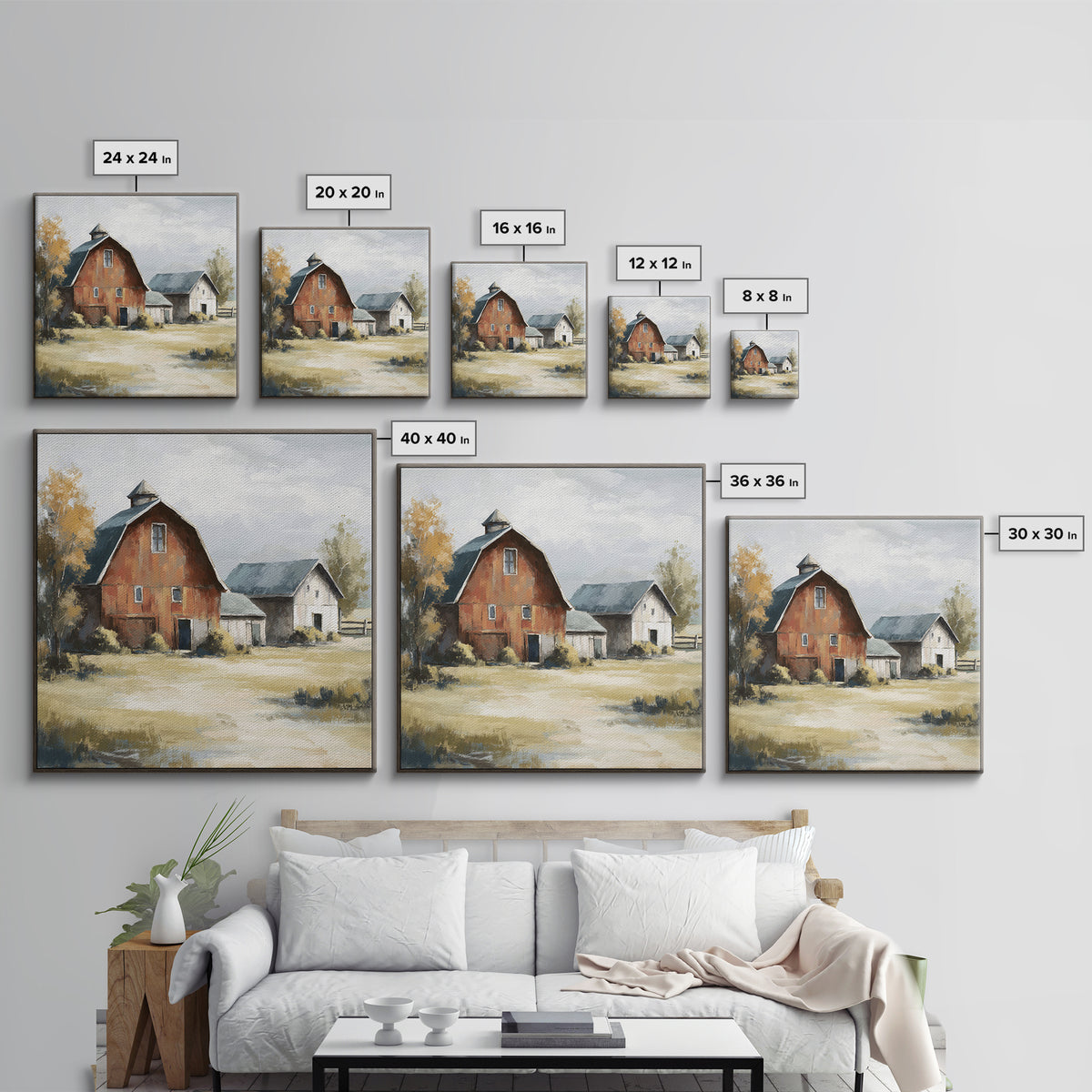 Apple Orchard with Warm Autumn Light Canvas Print, Country Art, French Country Decor, Farmhouse Decor, Oil Painting, Country, COU-1x1-54