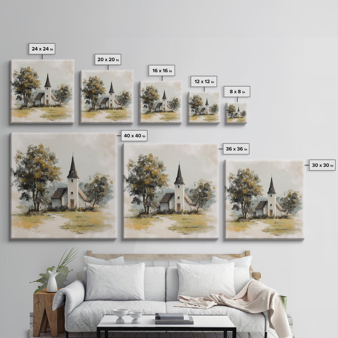 Country Church Steeple Beyond Trees Canvas Print, Country Art, Boho Decor, Farmhouse Decor, Fine Art, Country, Art Prints, COU-1x1-91