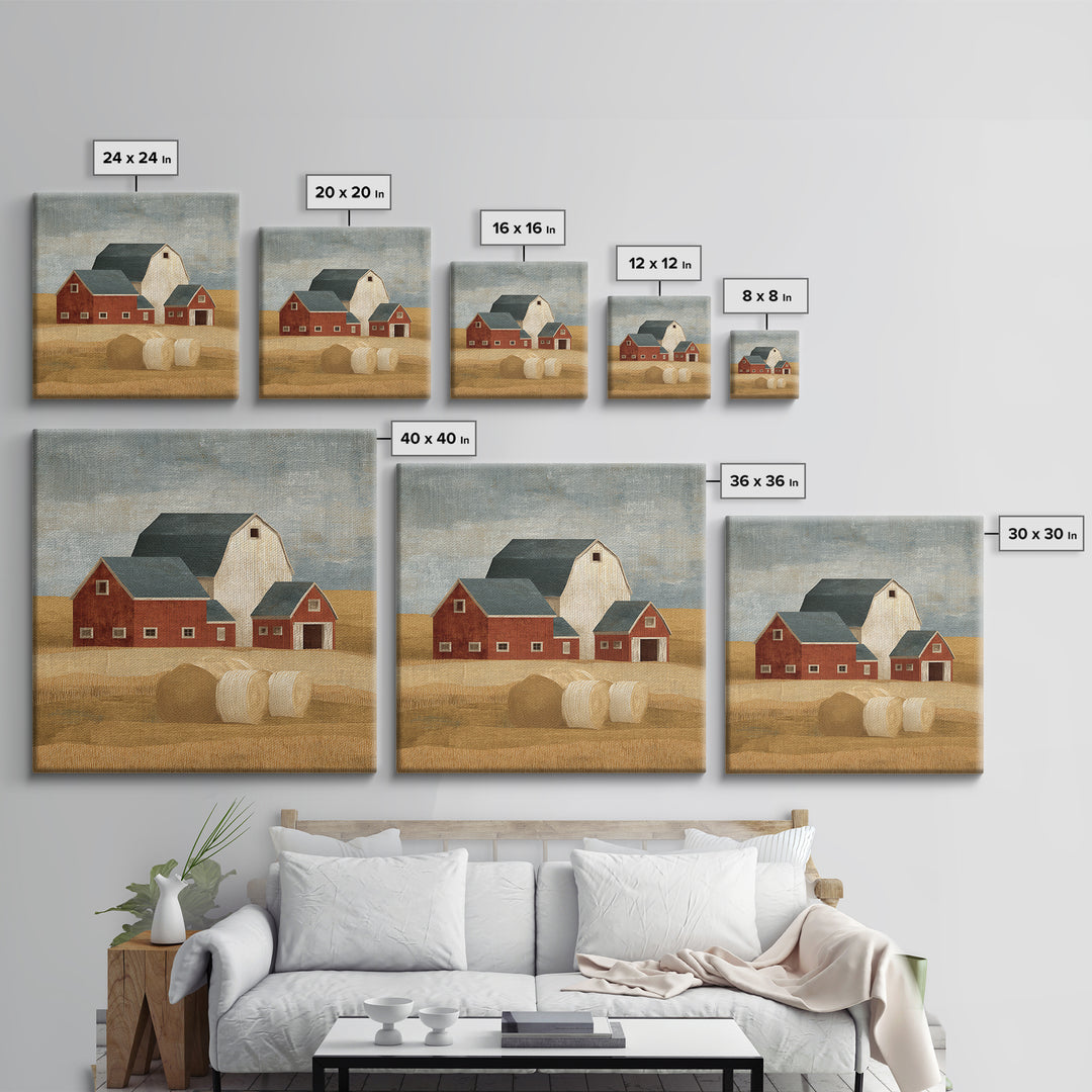 Hay Bales in Late Afternoon Sun Canvas Print, Country Art, Gallery Wall Art, Farmhouse Decor, Fine Art, Country, COU-1x1-92