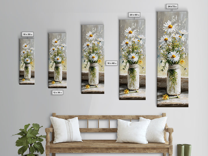 Milk Can and Daisies Rustic Still Life Canvas Print, Country Art, Eclectic Wall Art, Farmhouse Decor, Watercolor Art, Country, COU-1x3-1