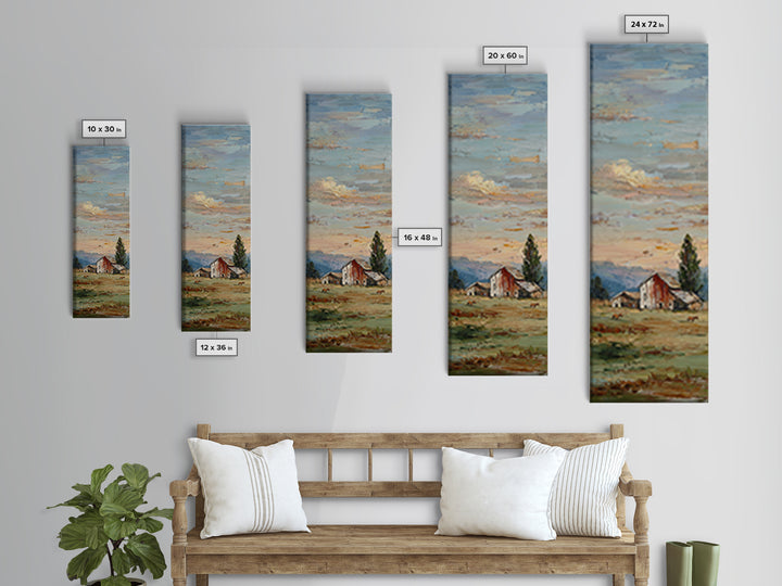 Rolling Pasture with Grazing Horses at Sunrise Canvas Print, Country Art, Fine Art Print, Farmhouse Decor, Fine Art, Country, COU-1x3-13