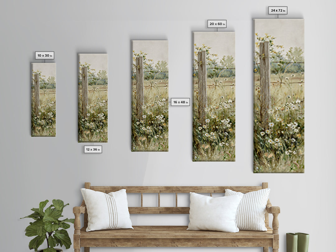 Wildflower Meadow Beside an Old Fence Canvas Print, Country Art, French Country, Farmhouse Decor, Country, Luxury Decor, COU-1x3-14