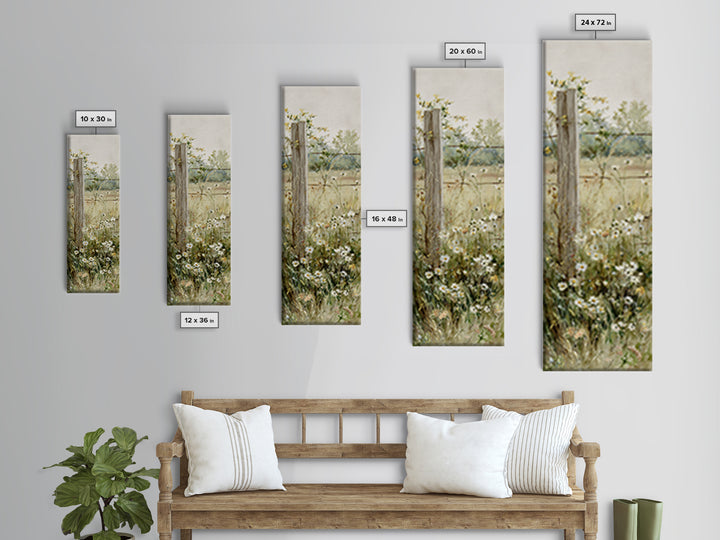 Wildflower Meadow Beside an Old Fence Canvas Print, Country Art, French Country, Farmhouse Decor, Country, Luxury Decor, COU-1x3-14