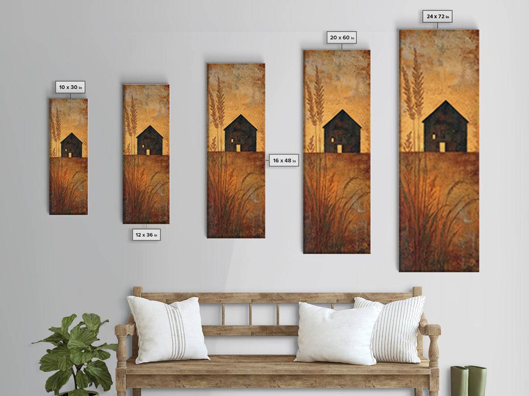 Rustic Barn Silhouette Framed Canvas Print, Country Art, Home Decor, Farmhouse Decor, Abstract Art, Country, Printable Art, COU-1x3-15