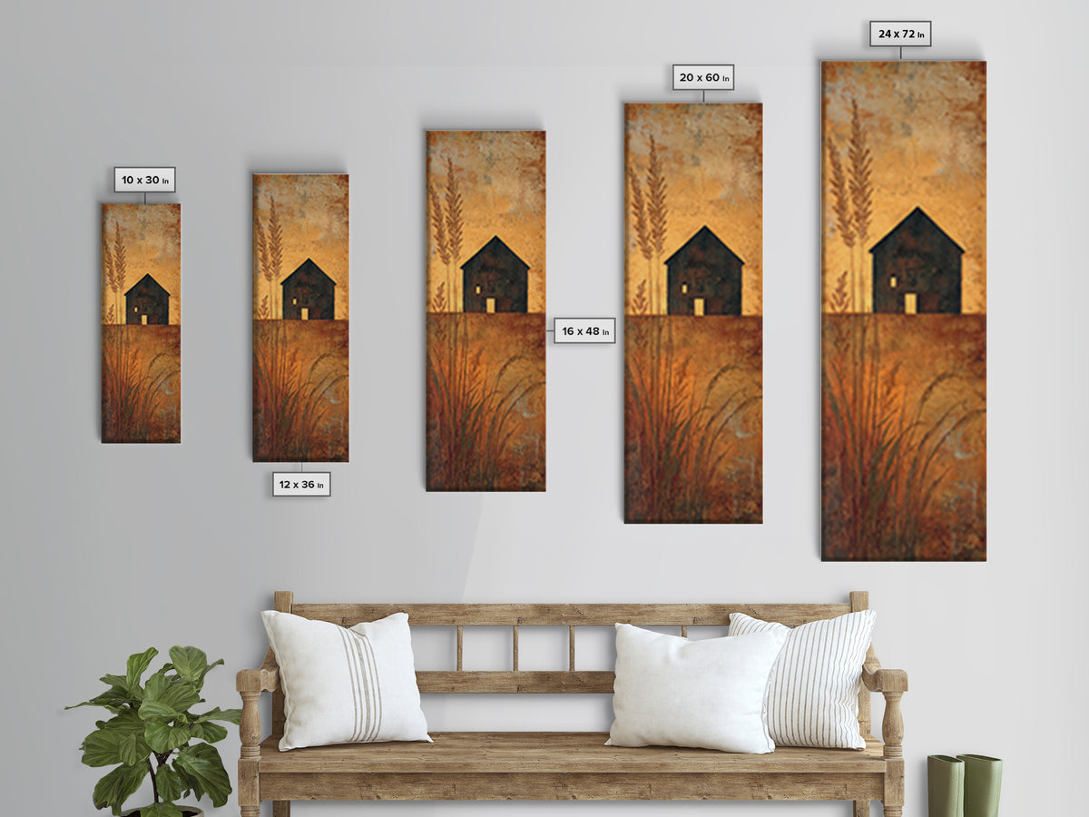 Rustic Barn Silhouette Framed Canvas Print, Country Art, Home Decor, Farmhouse Decor, Abstract Art, Country, Printable Art, COU-1x3-15
