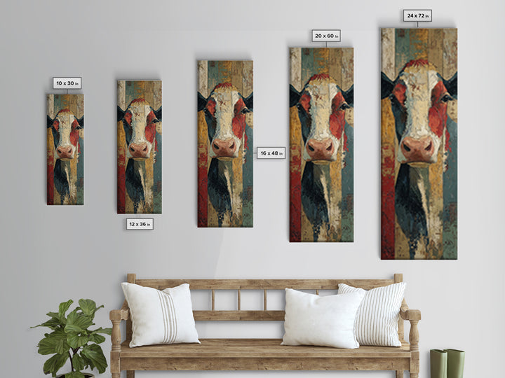 Cow Portrait with Gentle Farmhouse Personality Canvas Print, Country Art, Boho Decor, Farmhouse Decor, Fine Art, Country, COU-1x3-16