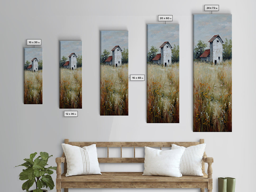 White Farmhouse Surrounded by Tall Grass Canvas Print, Country Art, Floral Wall Art, Farmhouse Decor, Fine Art, Country, COU-1x3-22