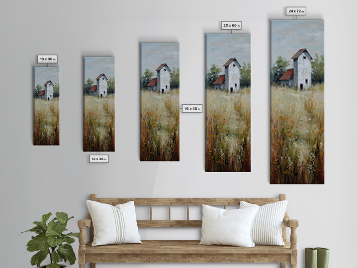 White Farmhouse Surrounded by Tall Grass Canvas Print, Country Art, Floral Wall Art, Farmhouse Decor, Fine Art, Country, COU-1x3-22
