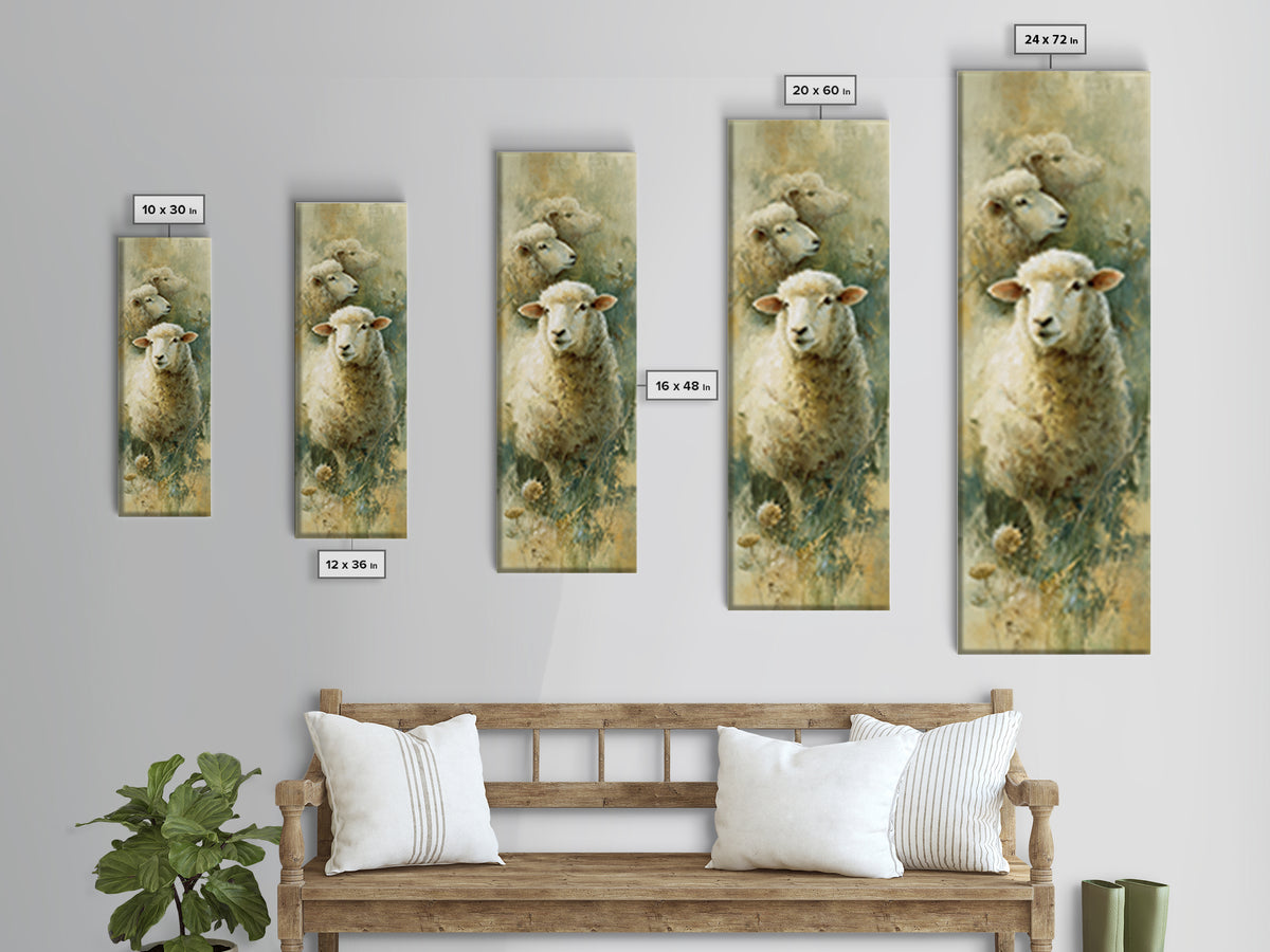 Watercolor Sheep in a Green Pasture Canvas Print, Country Art, Wall Art, Farmhouse Decor, Fine Art, Country, Digital Print, COU-1x3-35