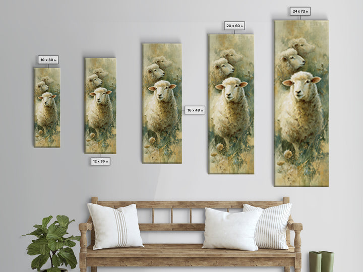 Watercolor Sheep in a Green Pasture Canvas Print, Country Art, Wall Art, Farmhouse Decor, Fine Art, Country, Digital Print, COU-1x3-35