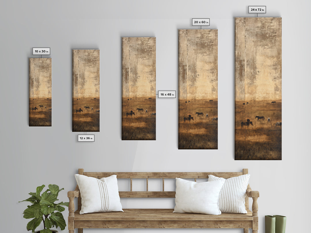 Rolling Pasture with Grazing Horses at Sunrise Canvas Print, Country Art, Fine Art Print, Farmhouse Decor, Fine Art, Country, COU-1x3-37