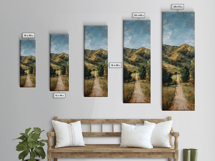 Country Road Disappearing into Green Hills Canvas Print, Country Art, Original Painting, Farmhouse Decor, Fine Art, Country, COU-1x3-43
