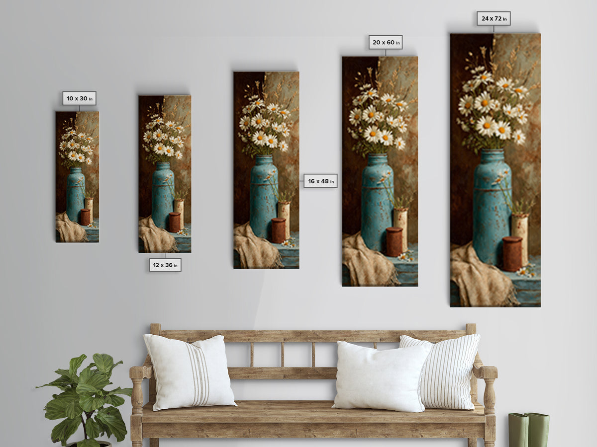 Milk Can and Daisies Rustic Still Life Canvas Print, Country Art, French Country, Farmhouse Decor, Fine Art, Country, COU-1x3-49